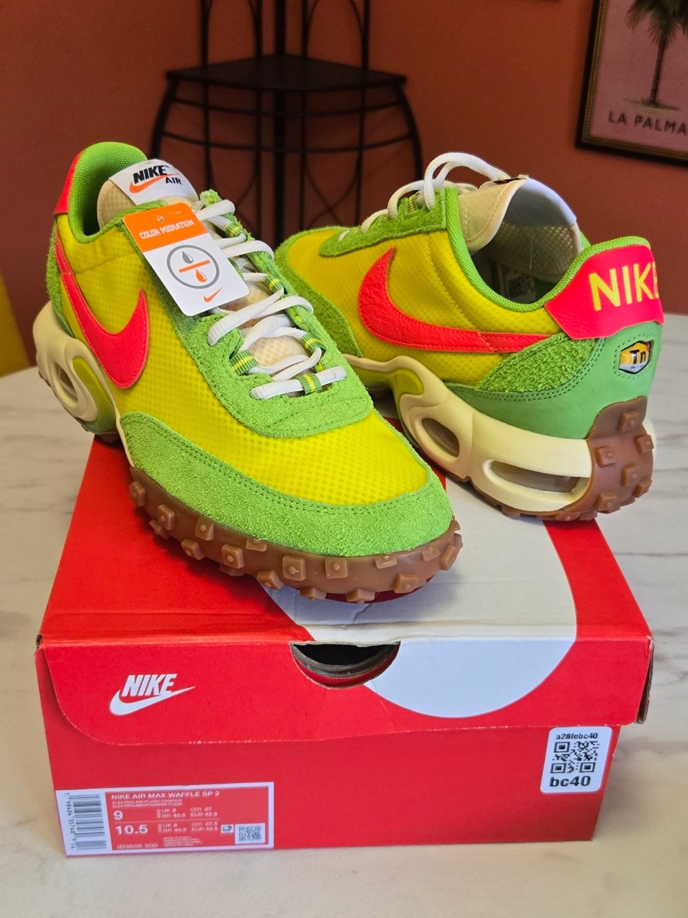 Nike MENS Neon Green and Yellow Trail Waffle Sneakers - Picture 2 of 5